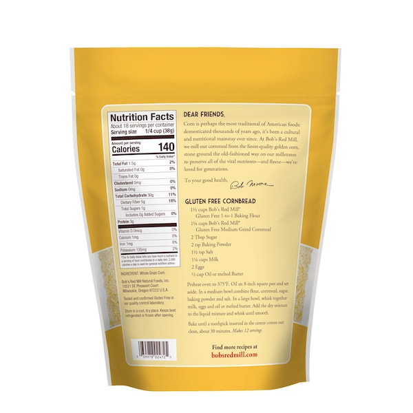 Bob's Red Mill Gluten Free Medium Grind Cornmeal 24 oz. Pouches, PK4